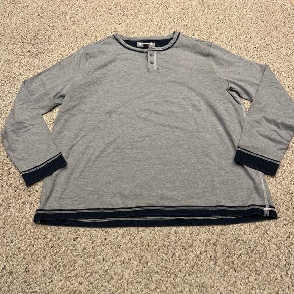 Carbon2Cobalt Men's Long Sleeve Ambitious Henley Tee Sz XL Tall Chambray - Picture 1 of 6